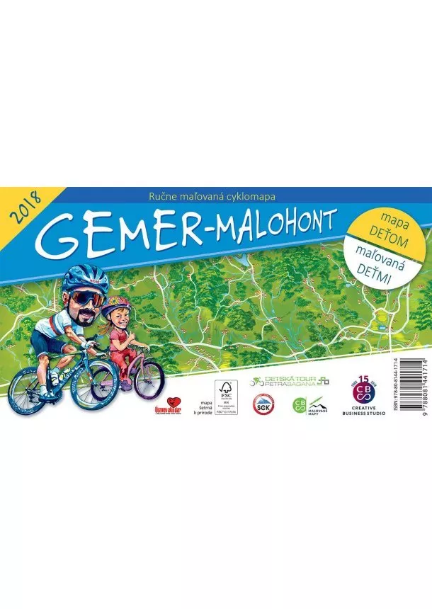 Gemer - Malohont - ručne maľovaná cyklomapa 2018 - mapa deťom - maľovaná deťmi