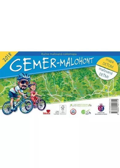 Gemer - Malohont - ručne maľovaná cyklomapa 2018 - mapa deťom - maľovaná deťmi