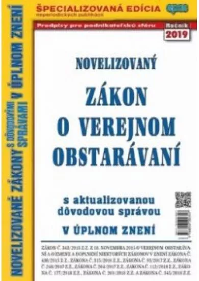 Novelizovaný zákon o verejnom obstarávaní 1/19