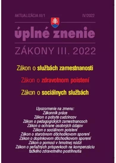 Aktualizácia III/1 2022 – Služby zamestnanosti, Zdravotné poistenie