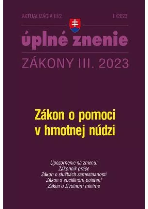 kol. - Aktualizácia III/2 2023 - Zákon o pomoci v hmotnej núdzi