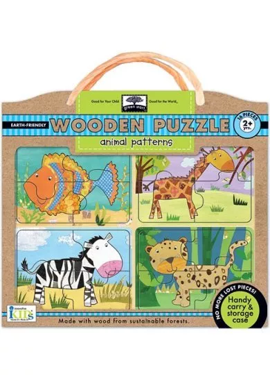 Green Start Animal Pattern Wooden Puzzle