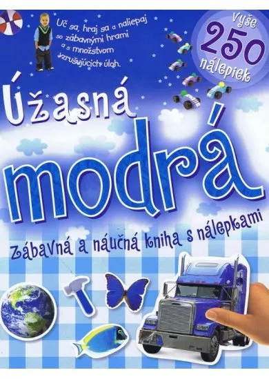 Úžasná modrá zábavná a náučná kniha s nálepkami