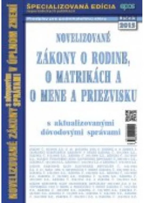 Novelizované zákony o rodine, o matrikách a o mene a priezvisku - August 25/2015