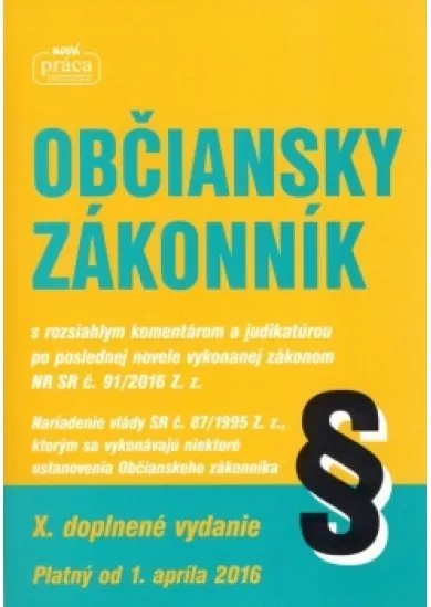 Občiansky zákonník - s komentárom a judikatúrou platný od 1. apríla 2016