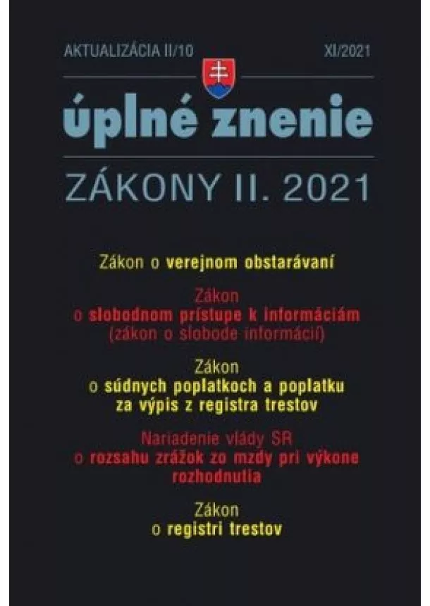 Aktualizácia 2021 II/10 Zákon o verejnom obstarávaní