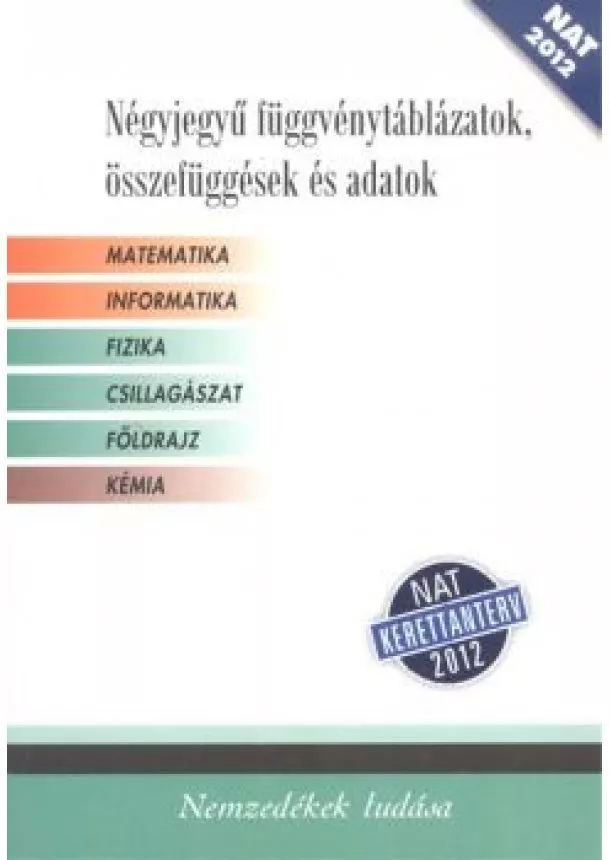 Válogatás - Négyjegyű függvénytáblázatok, összefüggések és adatok /Nat kerettanterv 2012. (nt-16129/nat)