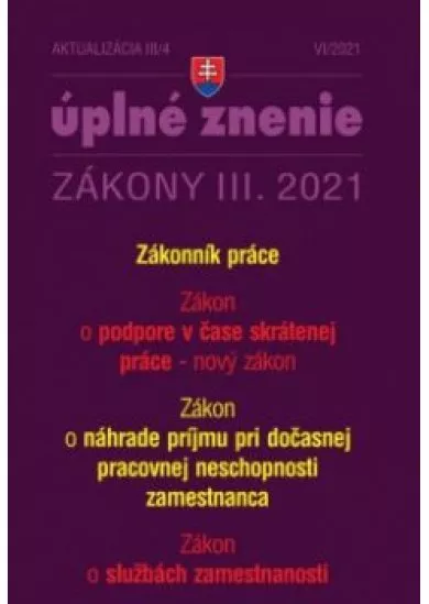 Zákony 2021 III aktualizácia III 4 - Kurzarbeit a Zákonník práce