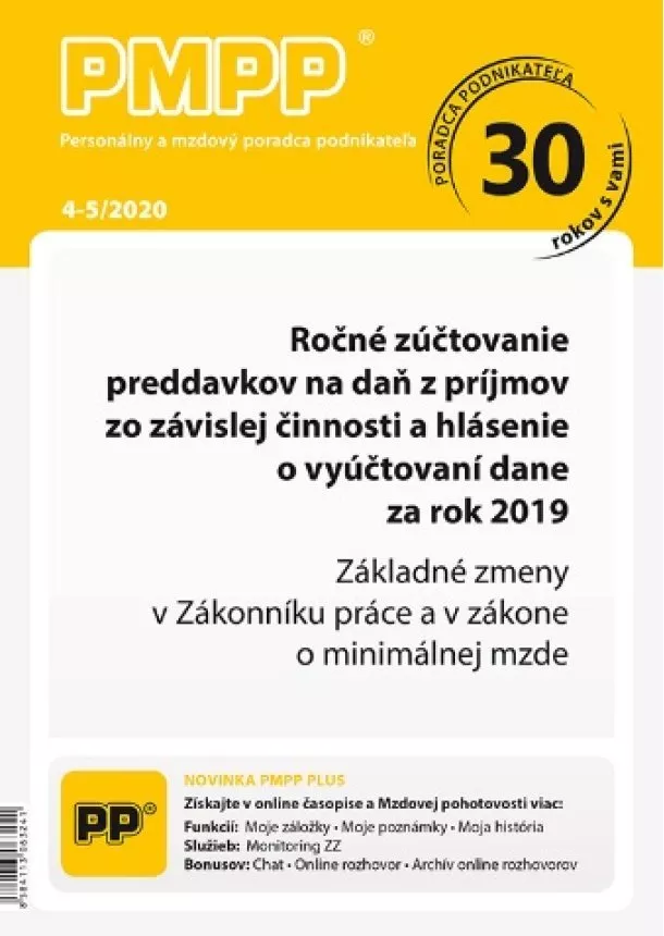 PMPP 4-5/2020 Ročné zúčtovanie preddavkov na daň z príjmov zo závislej činnosti a hlásenie o vyúčtov