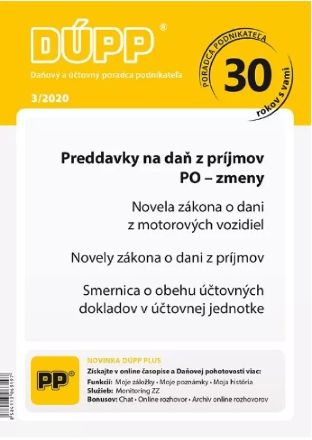 DUPP 3/2020 Preddavky na daň z príjmov, PO - zmeny