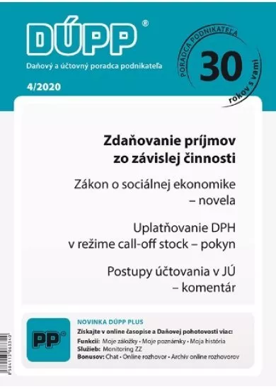 DUPP 4/2020 Zdaňovanie príjmov zo závislej činnosti