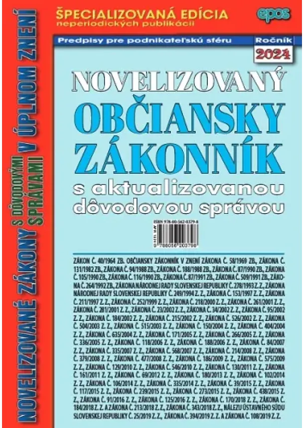 Novelizovaný Občiansky zákonník s aktualizovanou dôvodovou správou v úplnom znení - NZ 13/2024