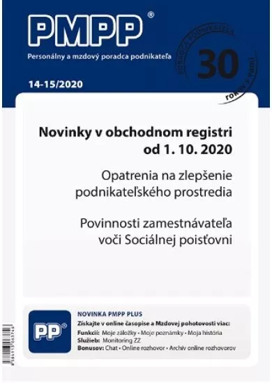 PMPP 14-15/2020 Novinky v obchodnom registri od 1. 10. 2020