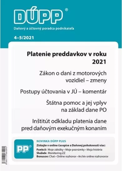 DUPP 4-5/2021 Platenie preddavkov v roku 2021