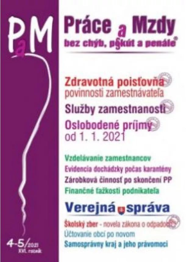 PaM 4-5/2021 Zdravotná poisťovňa, Službyzamestnanosti, Oslobodené príjmy, Verejná správa