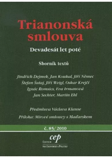 Trianonská smlouva - devadesát let poté