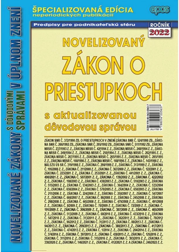 Zákon o priestupkoch 17/2022 - s aktualizovanou dôvodovou správou