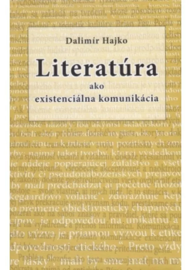 Dalimír Hajko - Literatúra ako existenciálna komunikácia