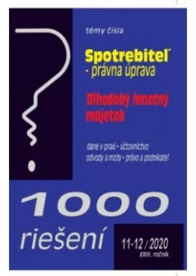 1000 riešení 11-12/2020 .Spotrebiteľ-právna úprava, Dlhodobý hmotný majetok