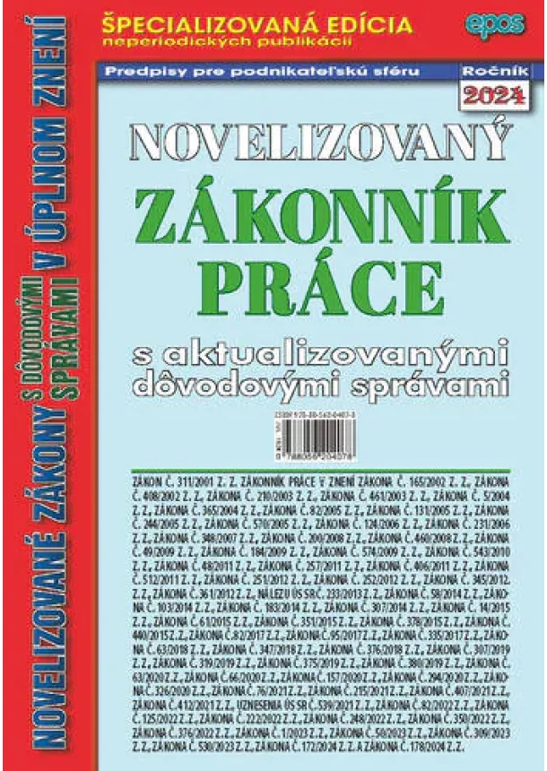 kol. - Novelizovaný Zákoník práce - s aktualizovanými dôvodovými správami v úplnom znení