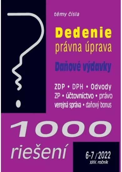  1000 riešení 6-7/2022 – Dedičské právo, Daňové výdavky