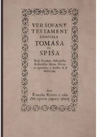 Veršovaný testament zbojníka Tomáša zo Spiša