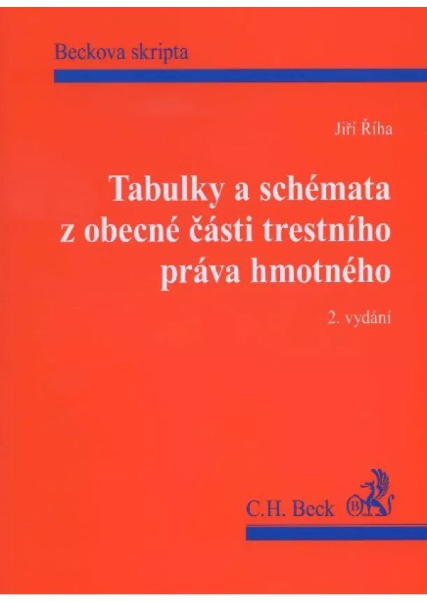 Jiří Říha - Tabulky a schémata z obecné části trestního práva hmotného, 2. vydání